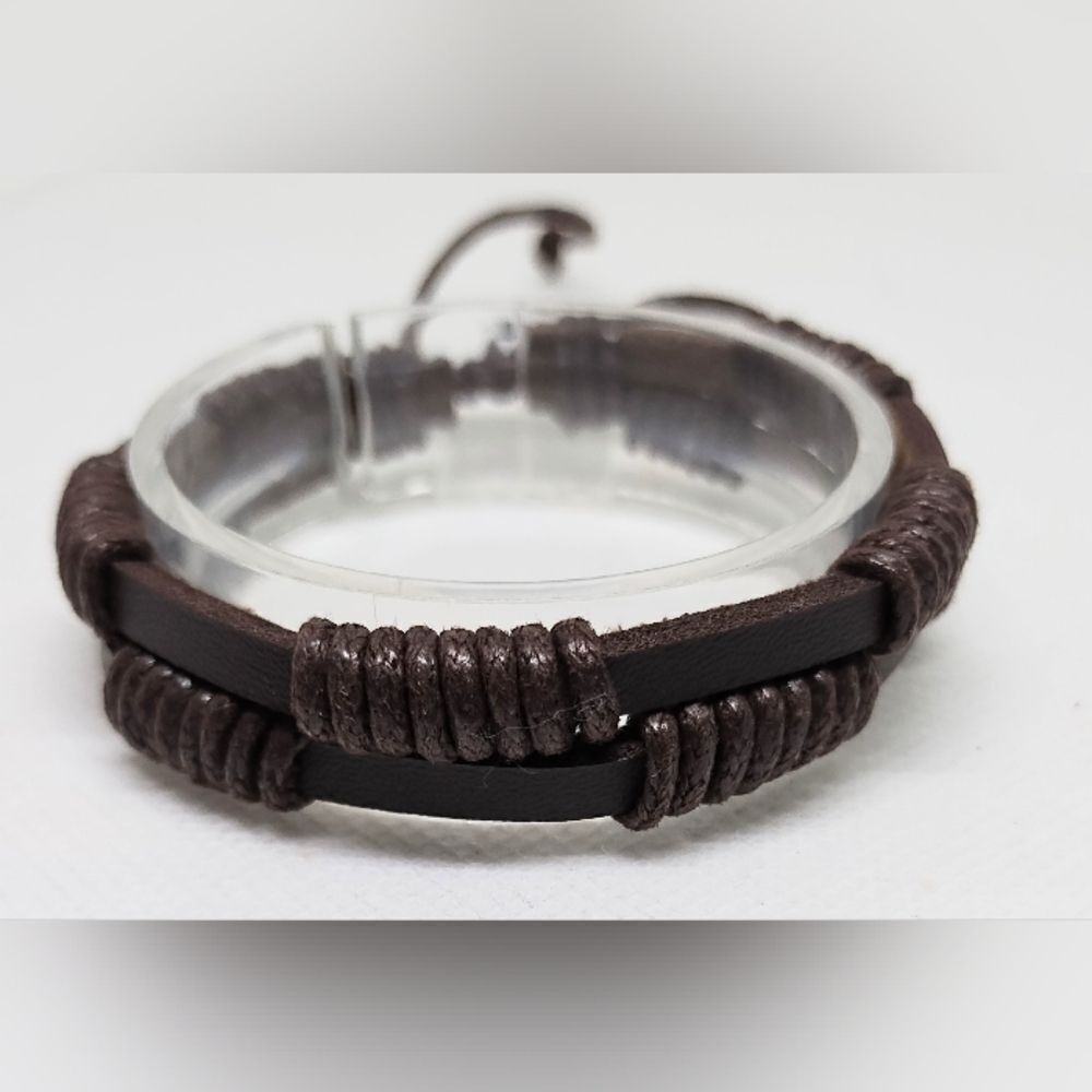 Men's bracelet‎ leather layered brown new e71